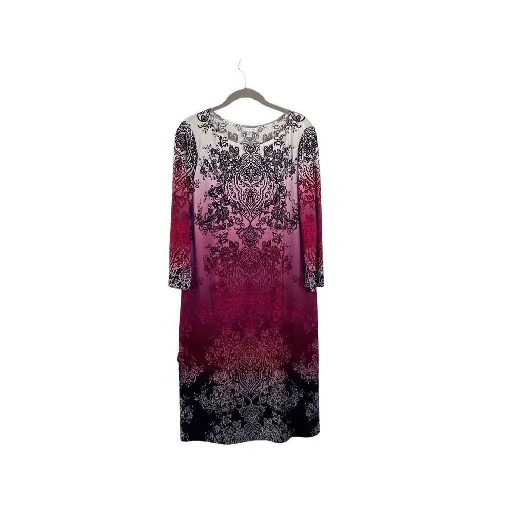 London times women’s multi colored pink knee length shift dress size 12 